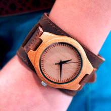 New Men Design Bamboo Wristwatches With Wider Genuine Cowhide Band for Men and Women Luxury Wood Wrist Watch as Gifts