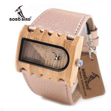 New Designer Wooden Watches Women with PU Leather Strap Quartz Watch Analog Casual Wood Ladies Wristwatches