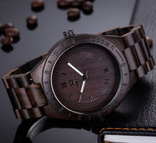 2018 Men Dress Watch Quartz (zw) UWOOD Mens Wooden Watch Wood Wrist Watches men Natural Calendar Display Bangle Gift