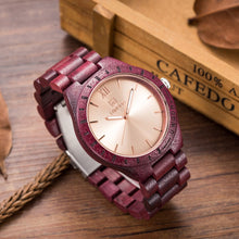 2018 Men Dress Watch Quartz UWOOD Mens Wooden Watch Wood Wrist Watches men Natural Calendar Display Bangle Gift