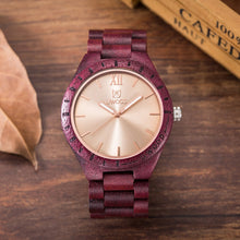 2018 Men Dress Watch Quartz (Red) UWOOD Mens Wooden Watch Wood Wrist Watches men Natural Calendar Display Bangle Gift