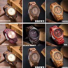 2018 Men Dress Watch Quartz (zw) UWOOD Mens Wooden Watch Wood Wrist Watches men Natural Calendar Display Bangle Gift