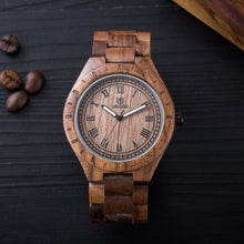 2018 Men Dress Watch Quartz (zw) UWOOD Mens Wooden Watch Wood Wrist Watches men Natural Calendar Display Bangle Gift