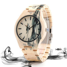 Maple Wood Watch for Men Pine Band Top Brand Luxury Wash Painting Chinoiserie Quartz Watches in Wooden Box OEM