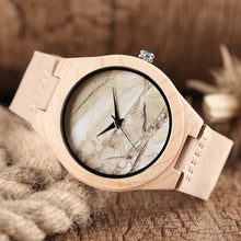 Marble Pattern Face Art Wooden Watch Minimalist Analog Style Natural Bamboo Clock Men and Women Quartz Sport Reloj de madera NEW