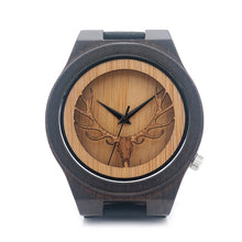 Deer Head Wooden Watches Antique Watch With Genuine Cowhide Leather Band Casual Watches