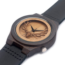 Deer Head Wooden Watches Antique Watch With Genuine Cowhide Leather Band Casual Watches