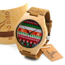 Christmas Style Men & Women Bamboo Wood Watches With Leather Strap