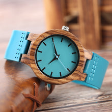 Luxury Royal Blue Wood Watch Top Women Quartz Wristwatch 100% Natural Bamboo Clock Casual Leather Creative Gifts Reloj de madera