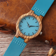 Luxury Royal Blue Wood Watch Top Women Quartz Wristwatch 100% Natural Bamboo Clock Casual Leather Creative Gifts Reloj de madera