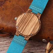 Luxury Royal Blue Wood Watch Top Women Quartz Wristwatch 100% Natural Bamboo Clock Casual Leather Creative Gifts Reloj de madera