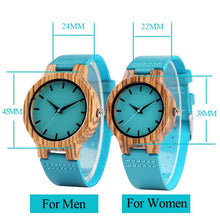 Luxury Royal Blue Wood Watch Top Women Quartz Wristwatch 100% Natural Bamboo Clock Casual Leather Creative Gifts Reloj de madera