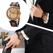 Auto Date Display Wood Watch Men Relogio Masculino Luxury Business Wrist Stop Watches with V-P17