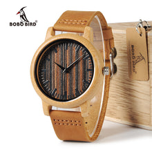 Wristwatch Bamboo Wood Watch - Genuine Leather Strap Wristwatch Relogio J-H08