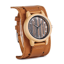Wristwatch Bamboo Wood Watch - Genuine Leather Strap Wristwatch Relogio J-H08