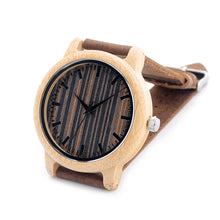 Wristwatch Bamboo Wood Watch - Genuine Leather Strap Wristwatch Relogio J-H08