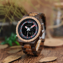 Luxury Multinational Digital Zebra Wood Wrist Watches Men Night Light and Week Display Relogio Reloj Masculino 2018