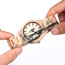 Maple Wood Watch for Men Pine Band Top Brand Luxury Wash Painting Chinoiserie Quartz Watches in Wooden Box OEM