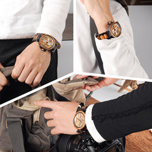 Auto Date Display Wood Watch Men Relogio Masculino Luxury Business Wrist Stop Watches with V-P17