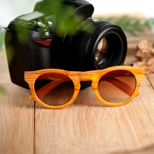 Casual Simple Style Handmade Imitative Bamboo Wood Sunglasses for Women