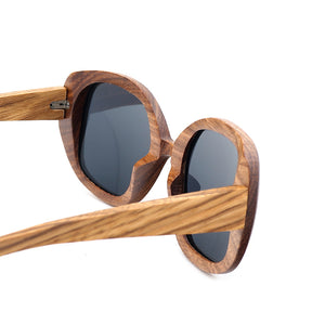 Brand New Square Oversized Zebra Wood Sunglasses with Wooden Box