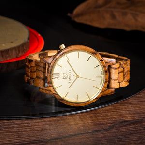 Natural Bamboo Wooden Watch Brand new analog for Men - Slim Designer Strap Japanese Quartz Movement Casual Watches