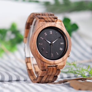 Mens Watches Top Brand Luxury All Zebra Wood Quartz Wrist Watch for Male as Gift 2018 New Arrival