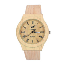 PINBO Simulation Wooden Reloje Quartz Men Watches Casual Wooden Color Leather Strap Watch Wood Male Wristwatch Relogio Masculino