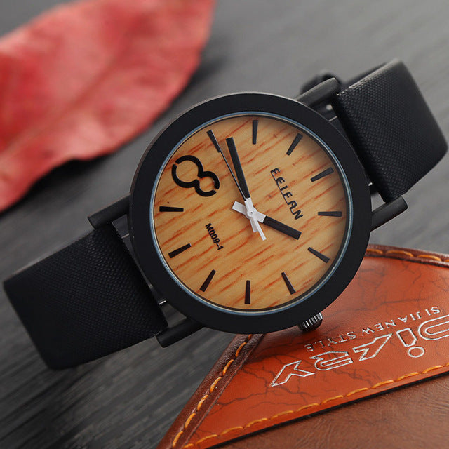 Simulation Wooden Relojes Quartz Men Watches Casual Wooden Color Leather Strap Watch Wood Male Wristwatch Relogio Masculino