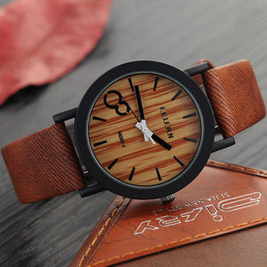Simulation Wooden Relojes Quartz Men Watches Casual Wooden Color Leather Strap Watch Wood Male Wristwatch Relogio Masculino