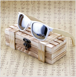 Rectangular Genuine Real Bamboo Wood Polarized Sunglasses With Reflective Mirror Tint gafas de sol
