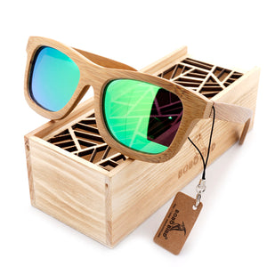100% Natural Bamboo Wooden Sunglasses Handmade Polarized Mirror Coating Lenses Eyewear With Gift Box