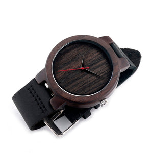 Top Quality Men's Black Sandal Wood Watches Luxury Brand Design Men's Dress Watches With Geniune Leather Bands