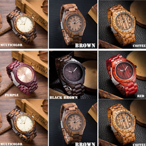 2018 Men Dress Watch Quartz UWOOD Mens Wooden Watch Wood Wrist Watches men Natural Calendar Display Bangle Gift