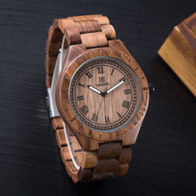 2018 Men Dress Watch Quartz (Red) UWOOD Mens Wooden Watch Wood Wrist Watches men Natural Calendar Display Bangle Gift