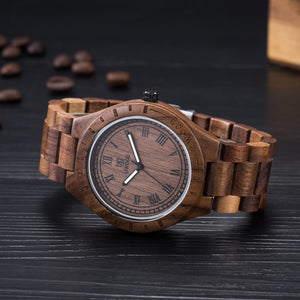 2018 Men Dress Watch Quartz WOOD Mens Wooden Watch Wood Wrist Watches men Natural Calendar Display Bangle Gift