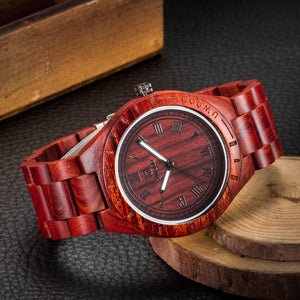 2018 Men Dress Watch QUartz UWOOD Mens Wooden Watch Wood Wrist Watches men Natural Calendar Display Bangle Gift