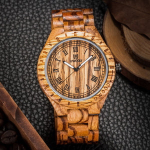 2018 Men Dress Watch QUartz UWOOD Mens Wooden Watch Wood Wrist Watches men Natural Calendar Display Bangle Gift