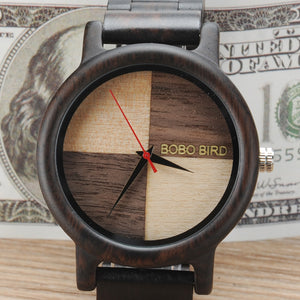 Luxury Wood Watches for Men Wooden Band Wristwatch with Bamboo Box