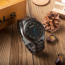 Antique Men's Popular Wooden Watch Male Blue Second Hand Casual Uomo Orologio Watches in Gift Box