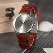 Wood Watch Ebony RedWood Wooden Band Watches for Men Simplify Quartz Watch with Tool for Adjusting Size