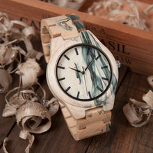 Maple Wood Watch for Men Pine Band Top Brand Luxury Wash Painting Chinoiserie Quartz Watches in Wooden Box OEM