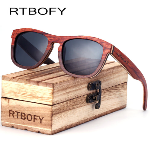 Square Wood Plywood Wood Sunglasses with Wooden Box