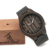 100% Natural Ebony Wooden Bamboo Watches With Real Leather Casual Watches for Man In Gift Box