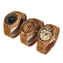 Zebra Wood Watches Men Genuine Leather Band Wooden Wristwatches Japan Move' Quartz Watch Gifts Male Relogio C-O30