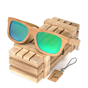 Polarized Bamboo Wood Sunglasses Mirror Coating Lenses Eyewear with Gift Wooden Box