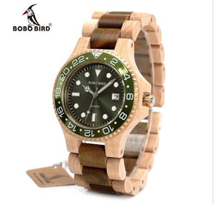 Men's Wooden Watch with All Wood Strap Quartz Analog with Diamond relojes hombre gifts in wood box