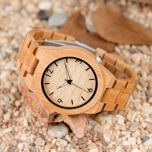Bamboo Wooden Watch for Men Unique Lug Design Top Brand Luxury Quartz Wood Band Night Green Pointer Wrist Watches