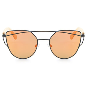 HDCRAFTER Cat Eye Wood Bamboo Sunglasses Women Fashion Mirror Sunglasses Women Brand Designer HD Glasses