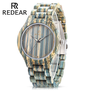 REDEAR SJ1448 Mens Wooden Watches Male Simple Quartz Wood Wrist Watch